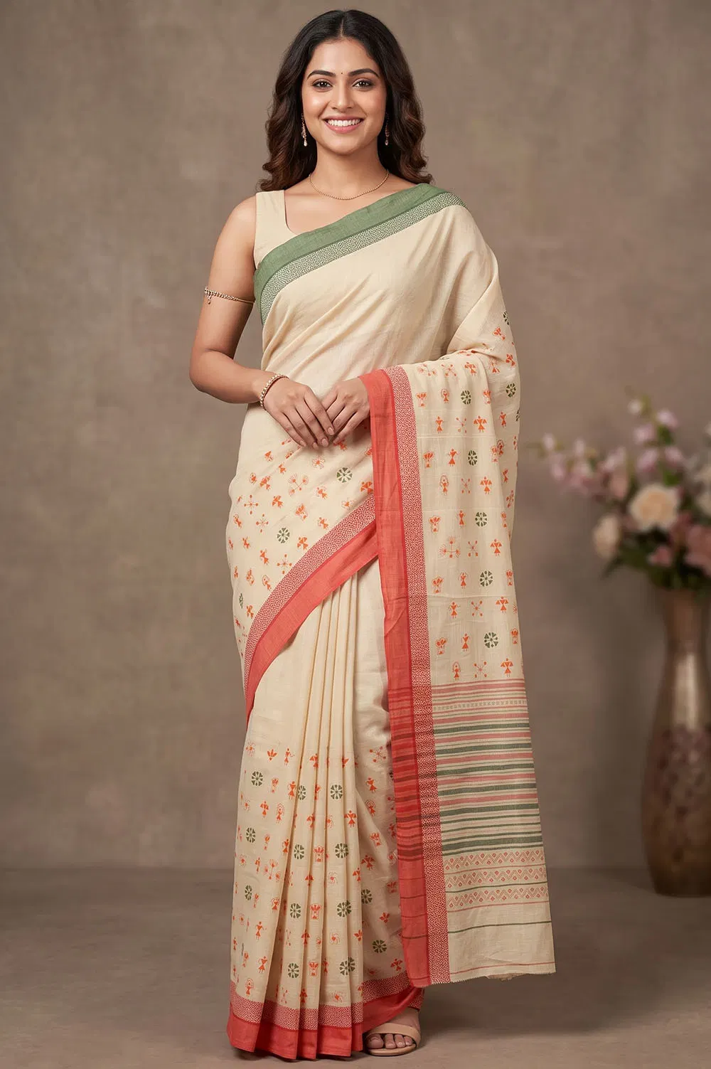 Nakshi Kantha Cotton Saree (Intricate Hand Embroidery)