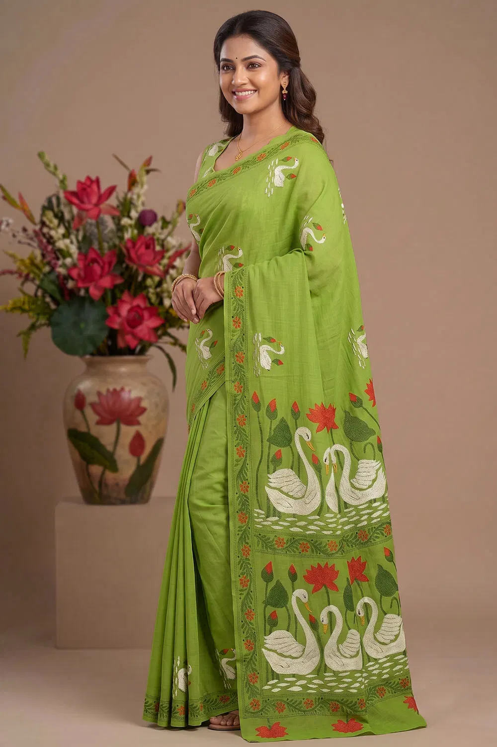 Nakshi Kantha Cotton Saree (Intricate Hand Embroidery)