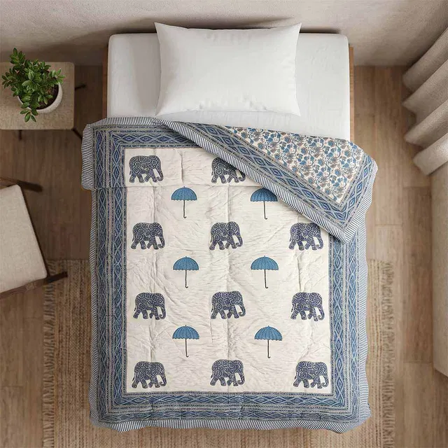 Bagru Hand Block Printed Comforter Single (5x7.5Ft)