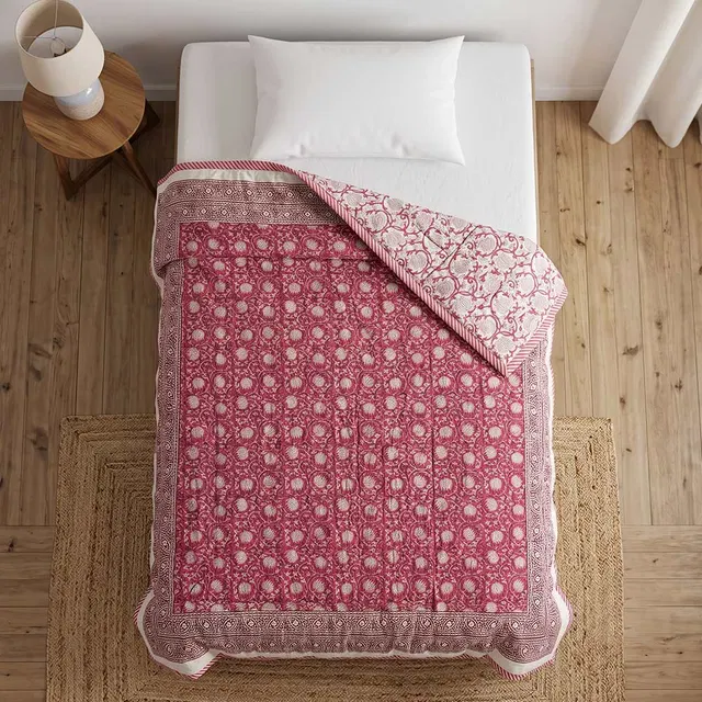 Bagru Hand Block Printed Comforter Single (5x7.5Ft)