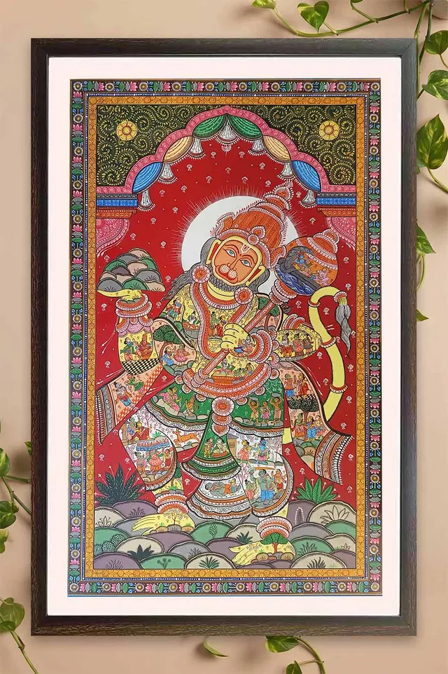 Orissa Pattachitra - Shri Hanuman with Ramayana Story (29*45 Inches)