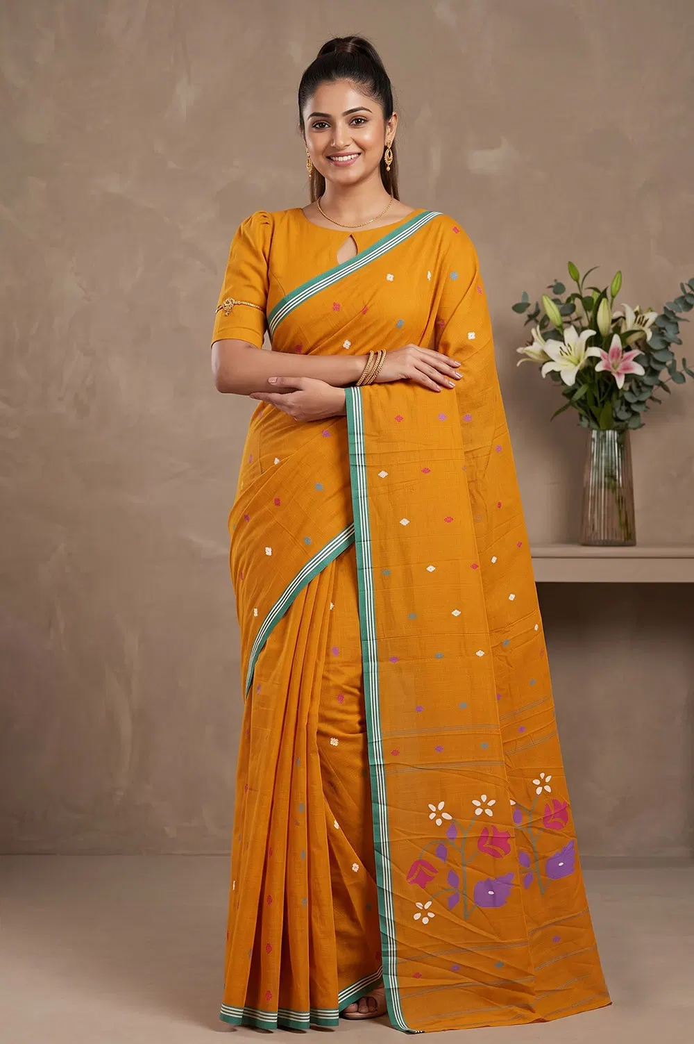 Jamdani Handloom Cotton Saree (No Blouse)