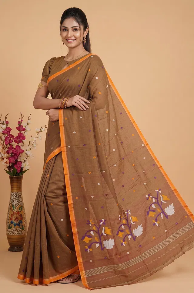 Jamdani Handloom Cotton Saree (No Blouse)