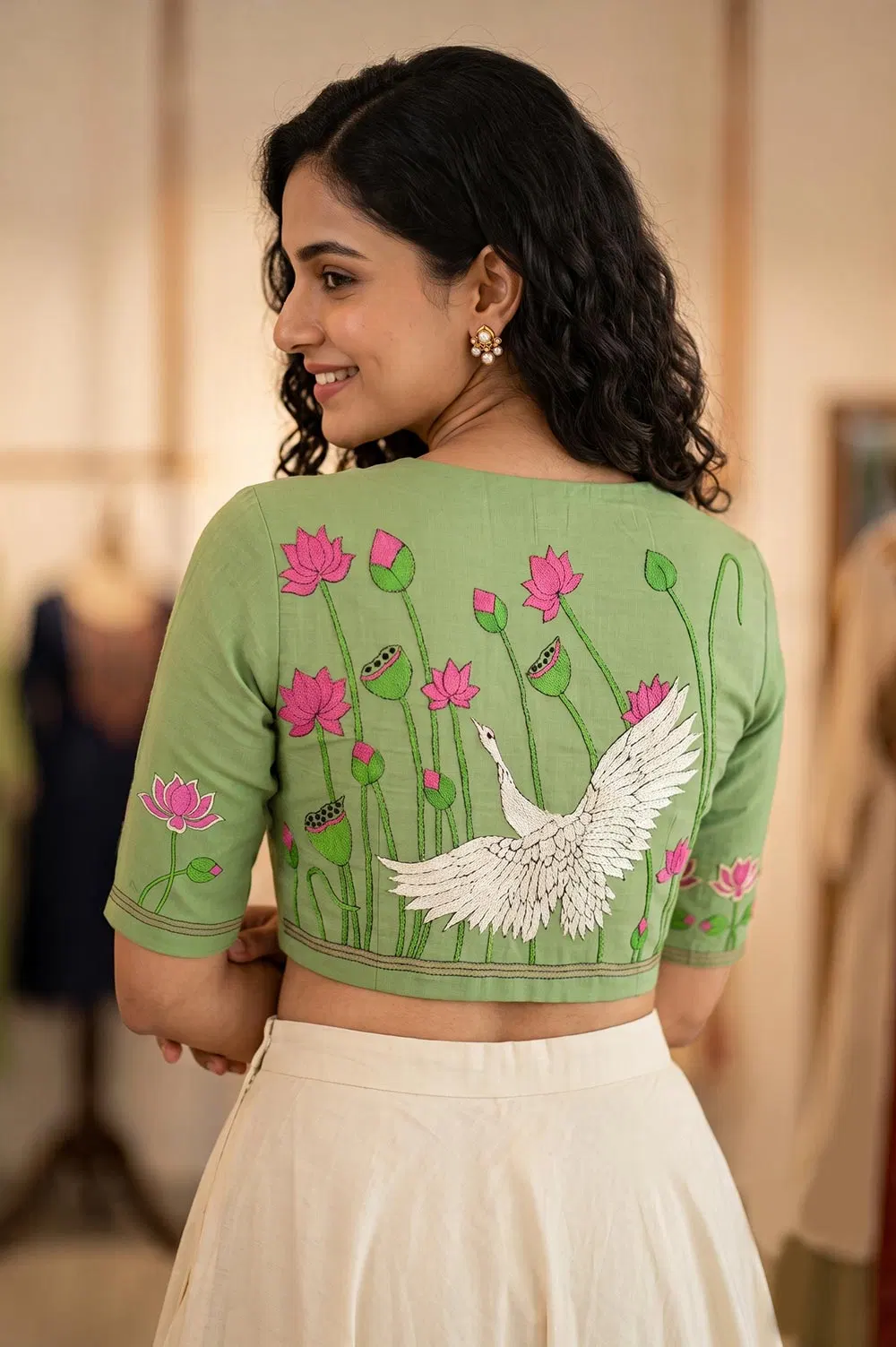 Nakshi Kantha Cotton Blouse (Intricate Hand Embroidery) 1 Mtr