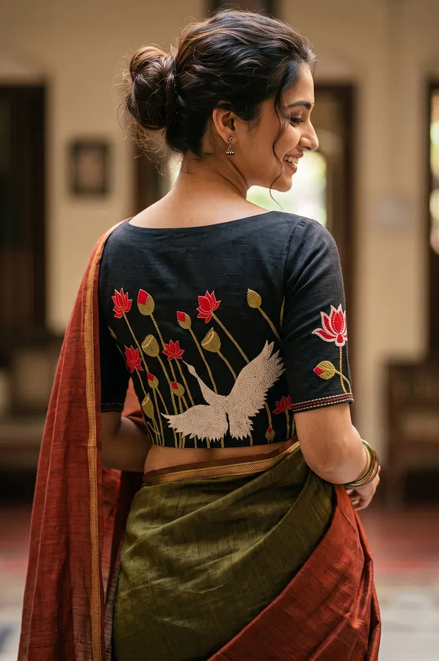 Nakshi Kantha Cotton Blouse (Intricate Hand Embroidery) 1 Mtr