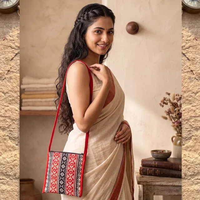 Toda Hand Embroidered Wool-Cotton Sling Bag