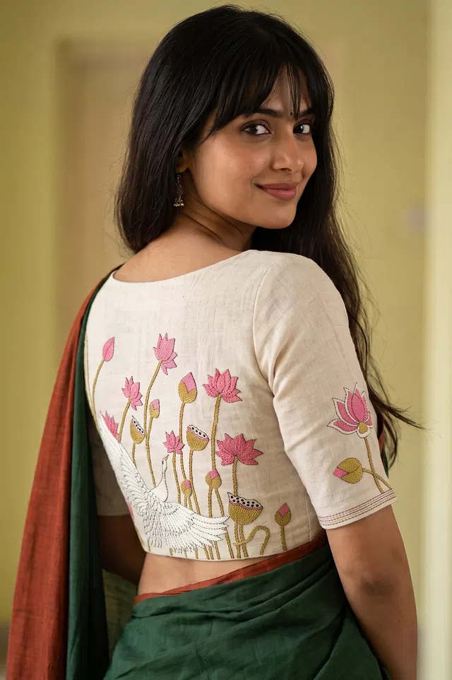 Nakshi Kantha Cotton Blouse (Intricate Hand Embroidery) 1 Mtr