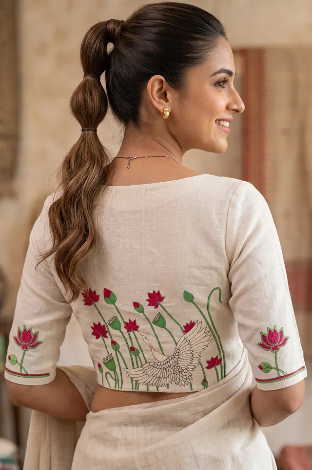 Nakshi Kantha Cotton Blouse (Intricate Hand Embroidery) 1 Mtr