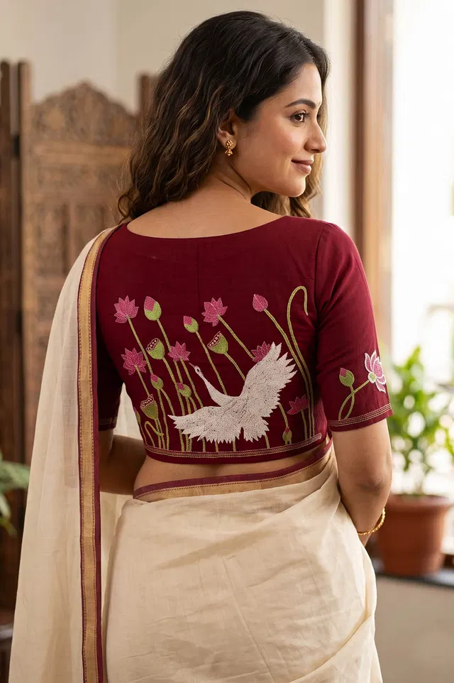 Nakshi Kantha Cotton Blouse (Intricate Hand Embroidery) 1 Mtr