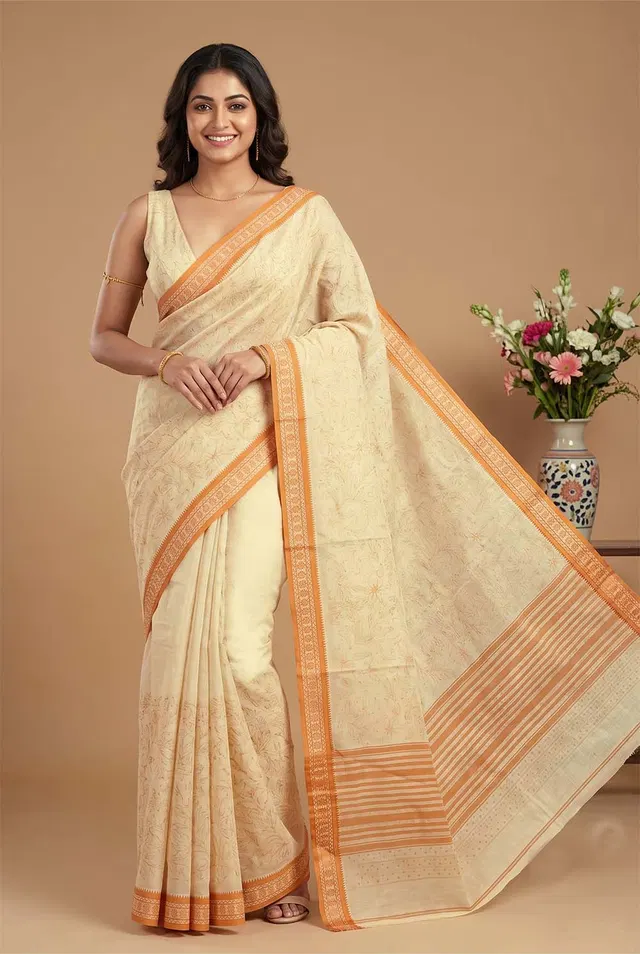Nakshi Kantha Cotton Saree (Intricate Hand Embroidery)