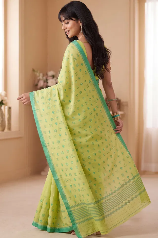 Nakshi Kantha Cotton Saree (Intricate Hand Embroidery)