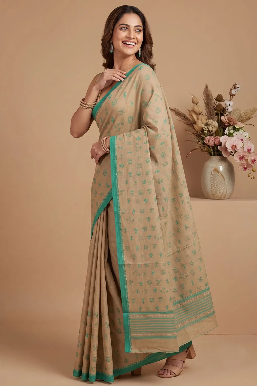Nakshi Kantha Cotton Saree (Intricate Hand Embroidery)