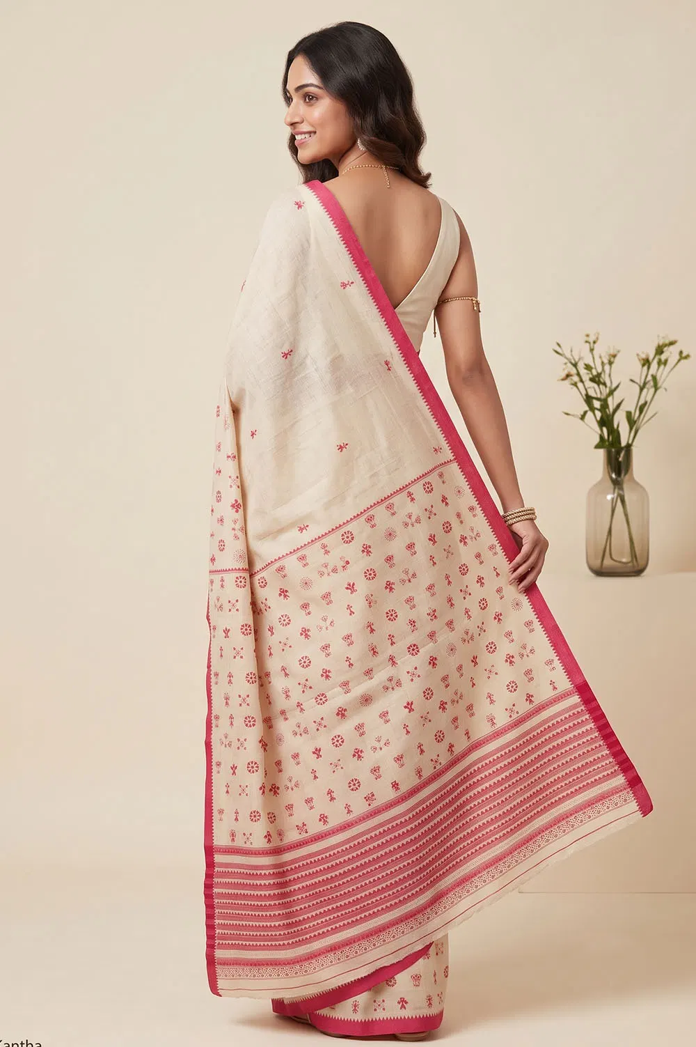 Nakshi Kantha Cotton Saree (Intricate Hand Embroidery)
