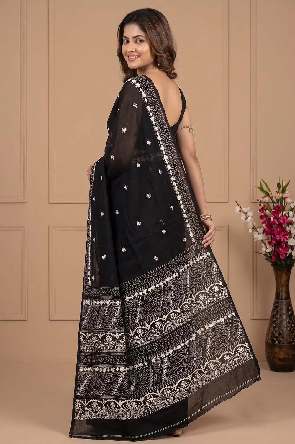 Nakshi Kantha Cotton Saree (Intricate Hand Embroidery)