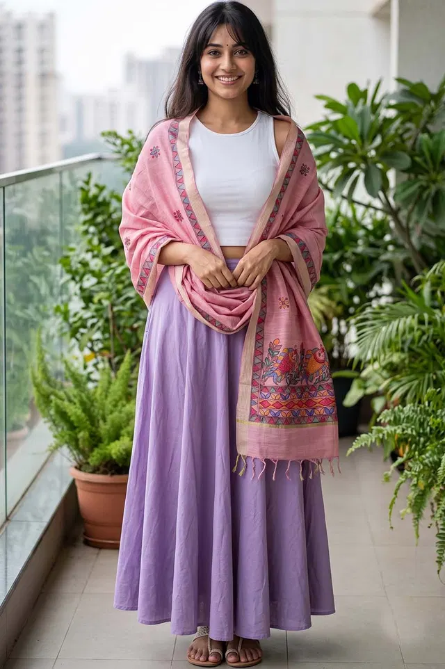 Madhubani Hand Painted Dupatta