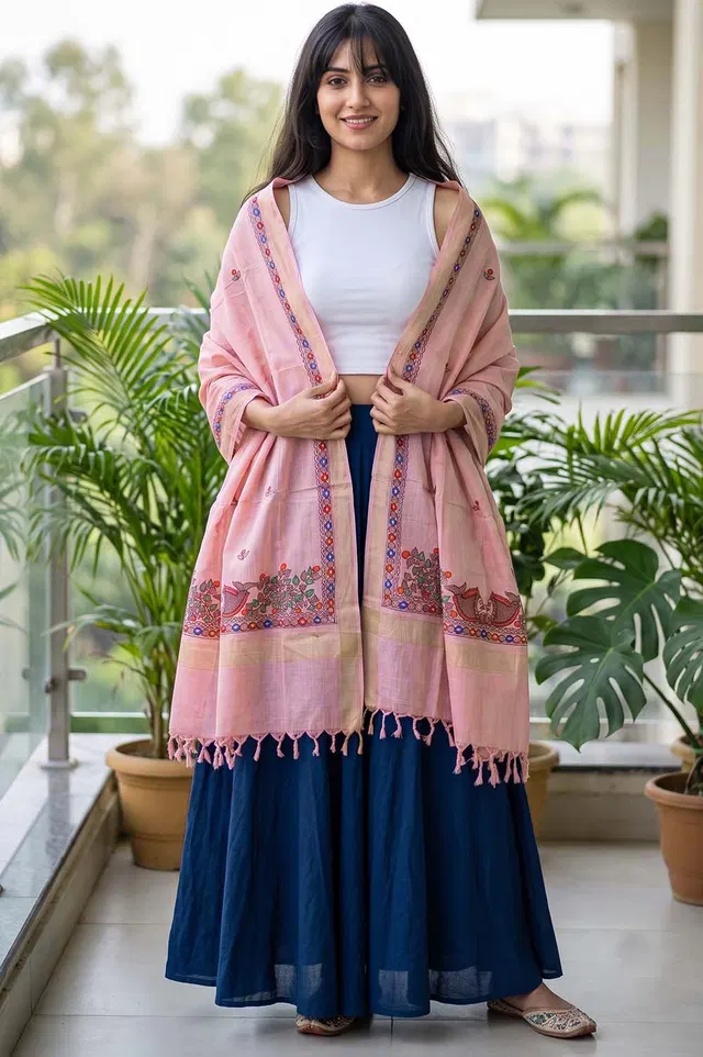 Madhubani Hand Painted Dupatta