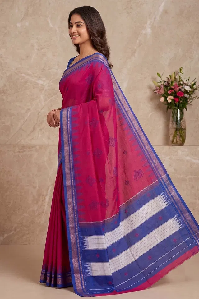 Kasuti Hand Embroidery on ilkal Art Silk Saree