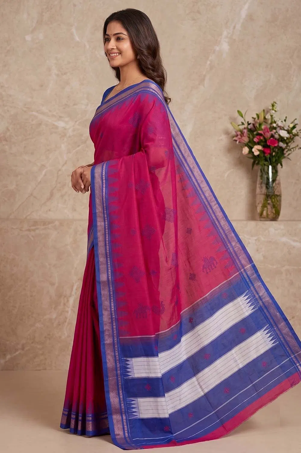 Kasuti Hand Embroidery on ilkal Art Silk Saree