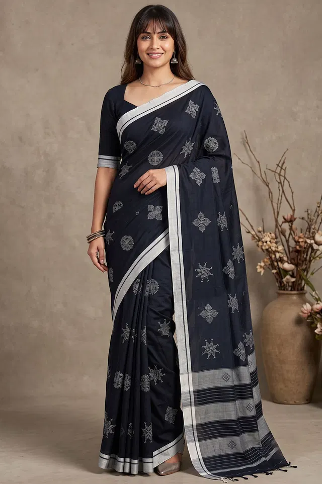 Kasuti Hand Embroidery on ilkal Cotton Saree