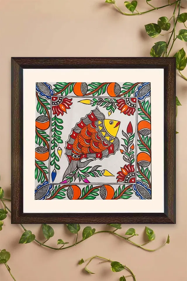 Madhubani Painting Fish Art (8.5*8.5) Inches
