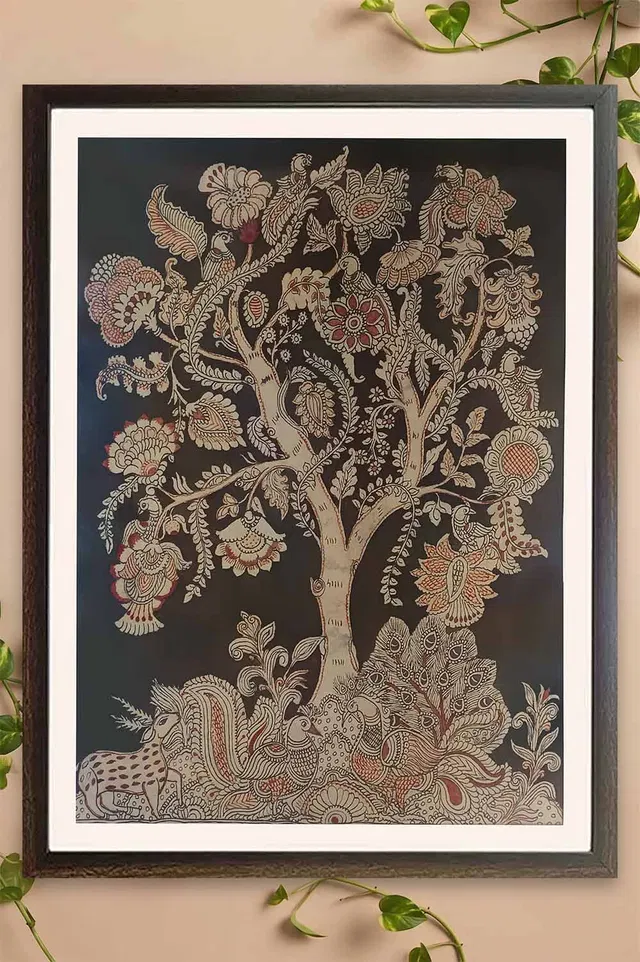 Srikalahasthi Pen Kalamkari - Tree of Life (39x49) Inches