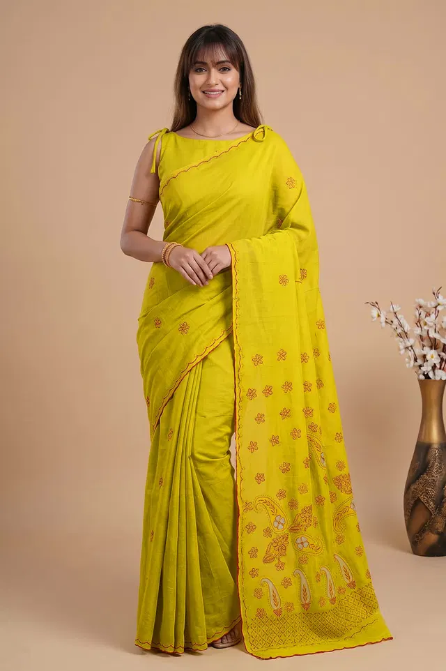 Lucknow Chikankari Hand Embroidered Saree