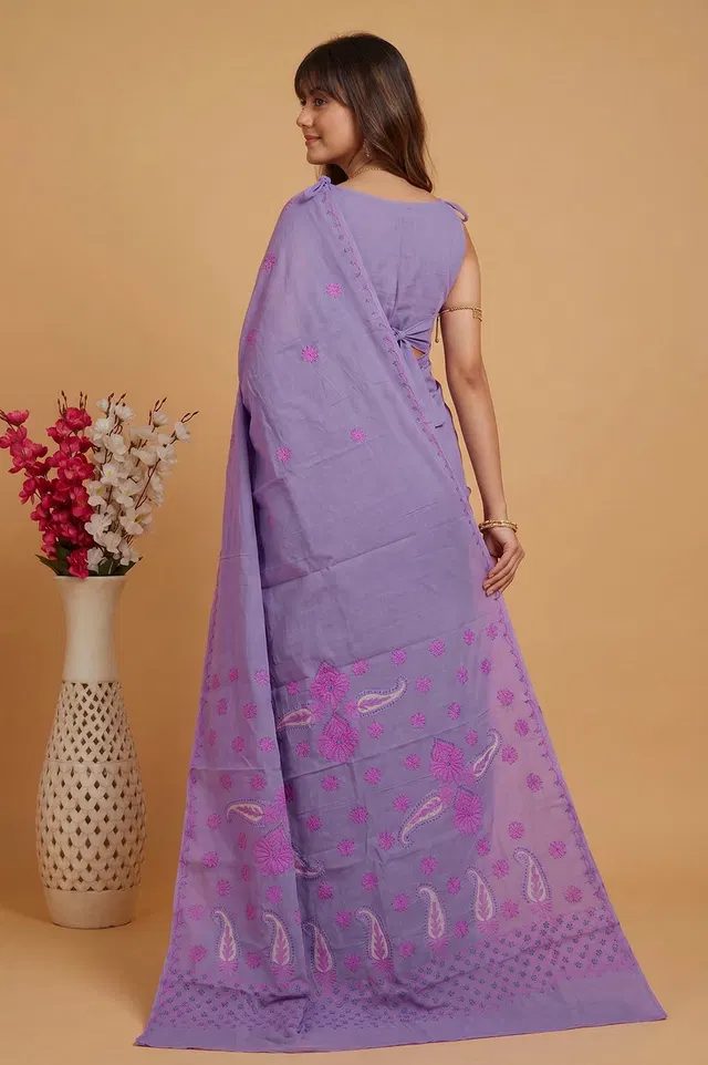 Lucknow Chikankari Hand Embroidered Saree