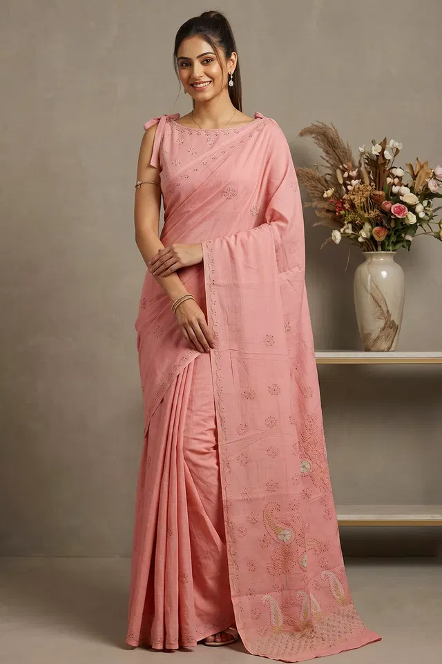 Lucknow Chikankari Hand Embroidered Saree
