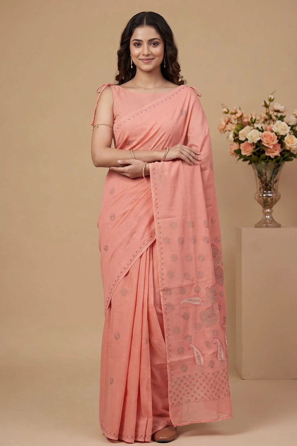 Lucknow Chikankari Hand Embroidered Saree