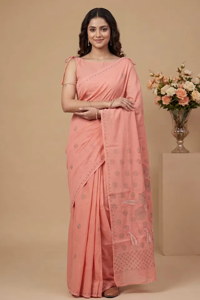 Lucknow Chikankari Hand Embroidered Saree