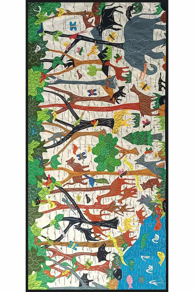 Pipli Applique Work Wildlife Wall Hanging (5x2.5) feet