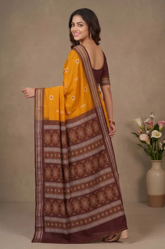 Bomkai Handloom Cotton Saree Grand Pallu