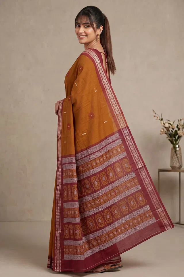 Bomkai Handloom Cotton Saree Grand Pallu