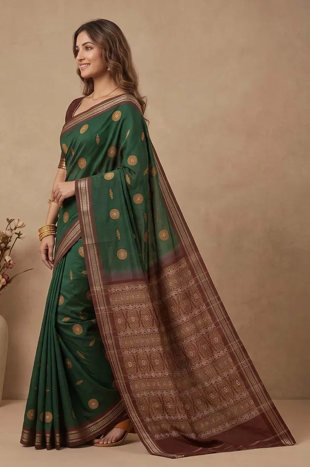Bomkai Handloom Cotton Saree Grand Pallu