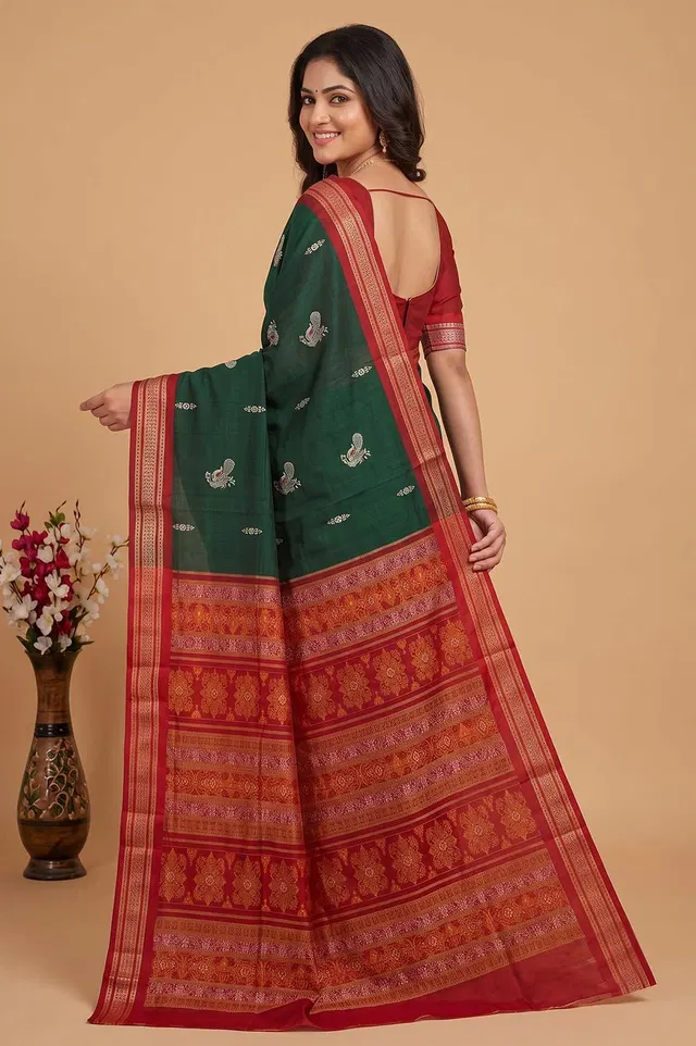Bomkai Handloom Cotton Saree Grand Pallu