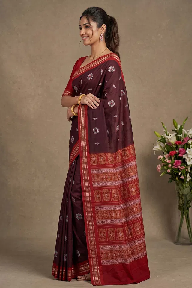 Bomkai Handloom Cotton Saree Grand Pallu