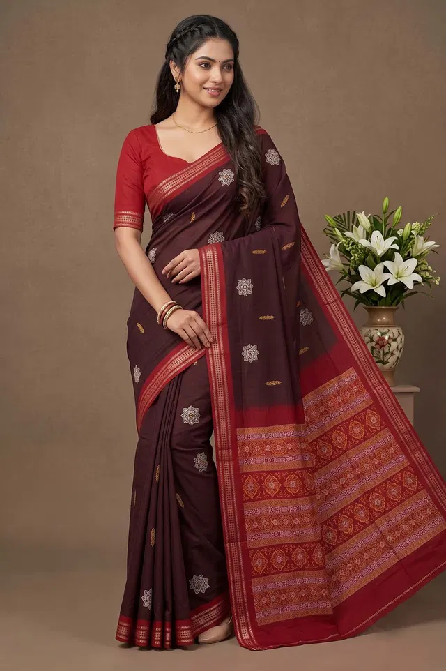 Bomkai Handloom Cotton Saree Grand Pallu