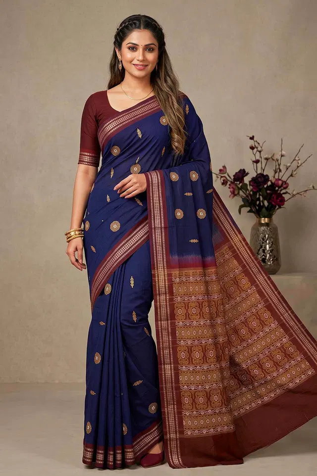 Bomkai Handloom Cotton Saree Grand Pallu