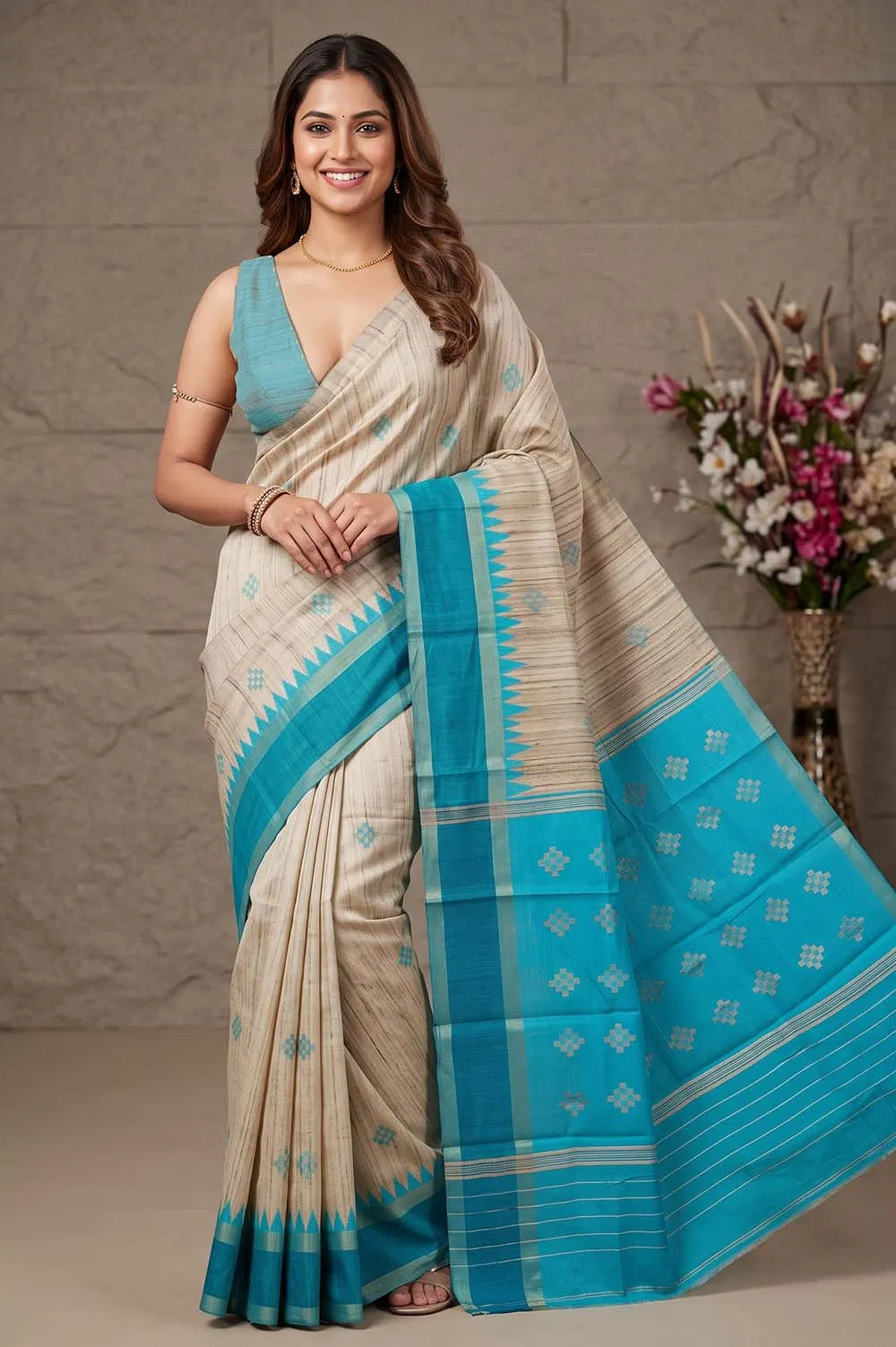 Kosa/Champa - Pure Dupion Tussar Handloom Silk Saree