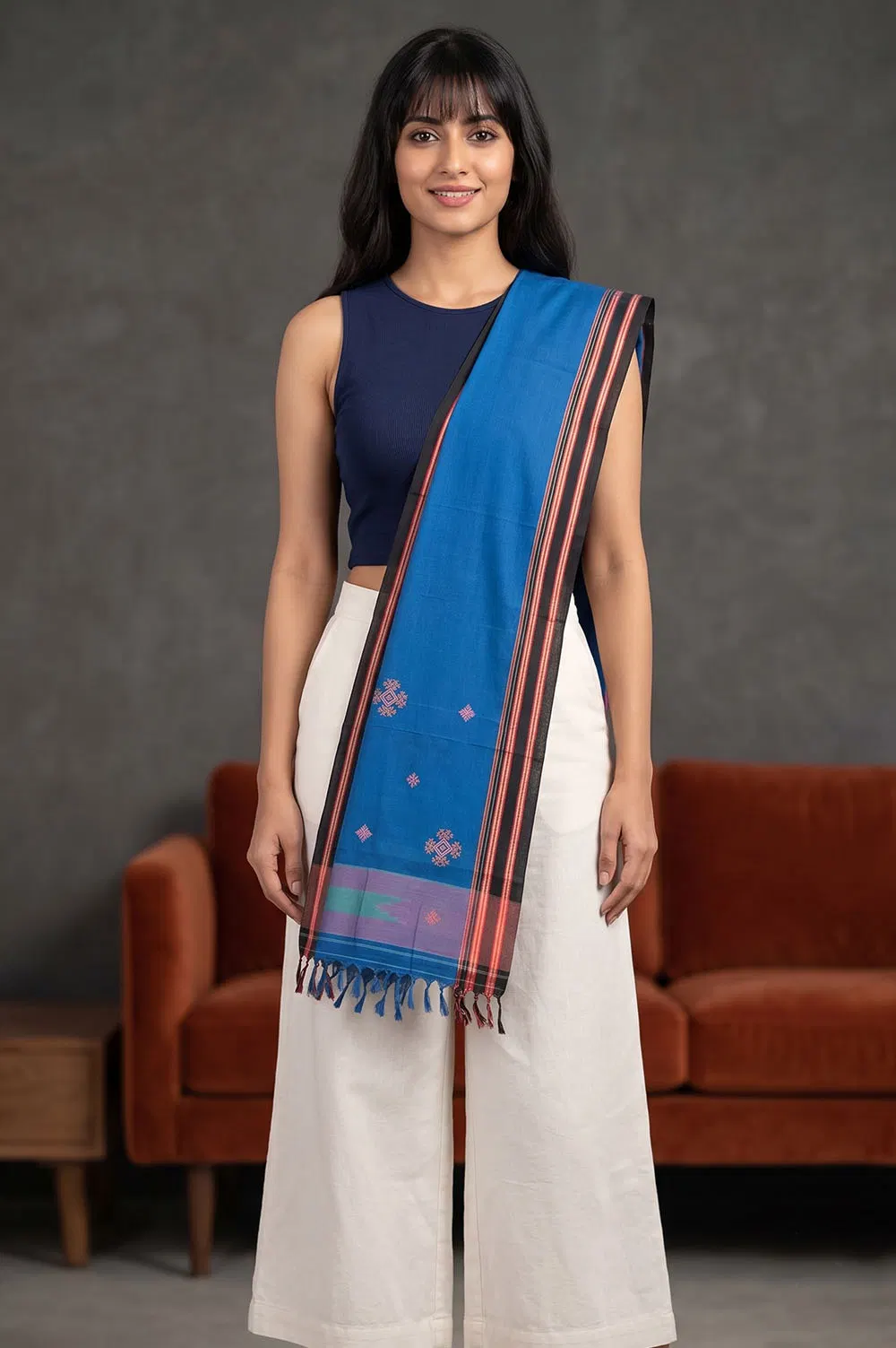 Kasuti Hand Embroidery on Ilkal Handloom Dupatta