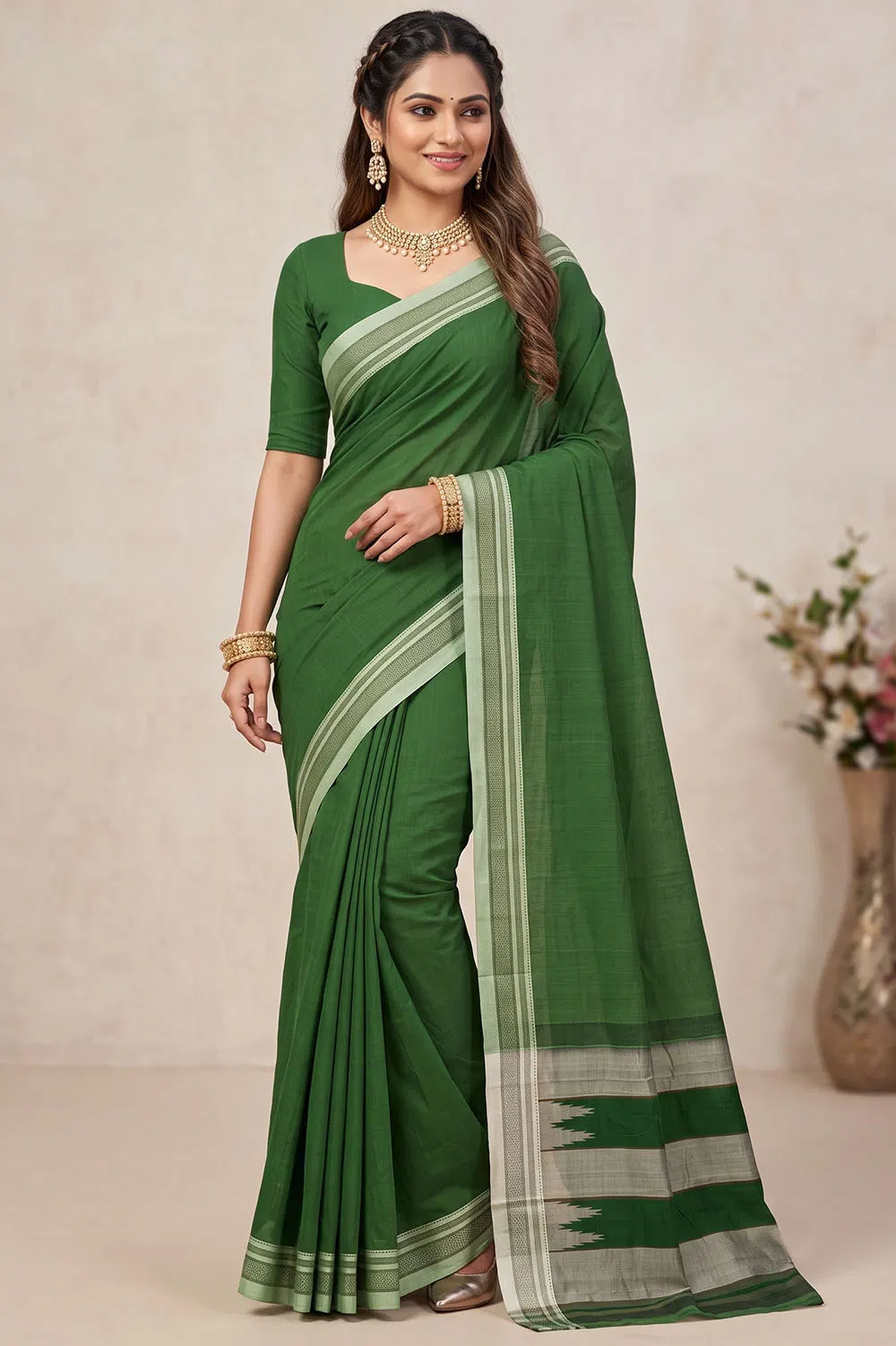 IIlkal Authentic Handloom Cotton-Silk Saree