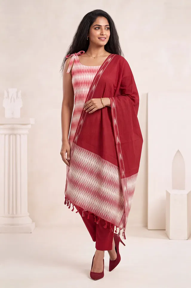 Pochampally Single Ikat Salwar Suit with Double Ikat Dupatta