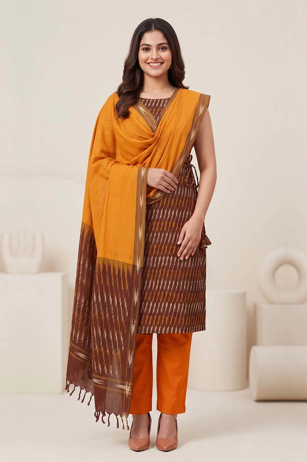 Pochampally Single Ikat Salwar Suit with Double Ikat Dupatta