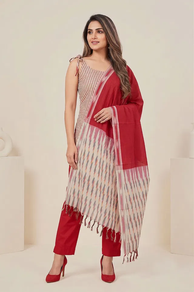 Pochampally Single Ikat Salwar Suit with Double Ikat Dupatta