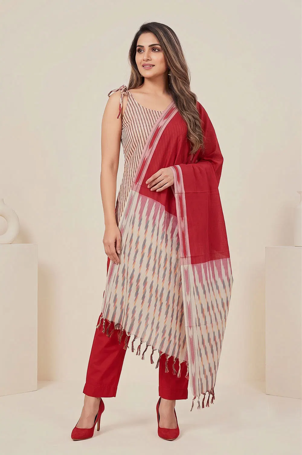 Pochampally Single Ikat Salwar Suit with Double Ikat Dupatta