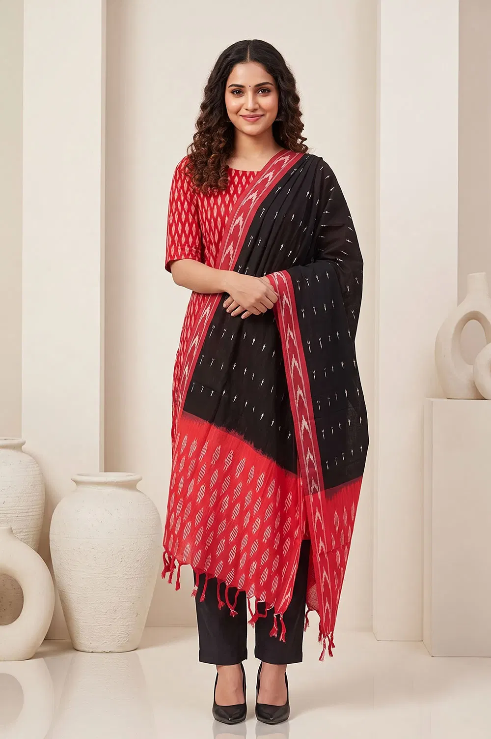Pochampally Single Ikat Salwar Suit with Double Ikat Dupatta