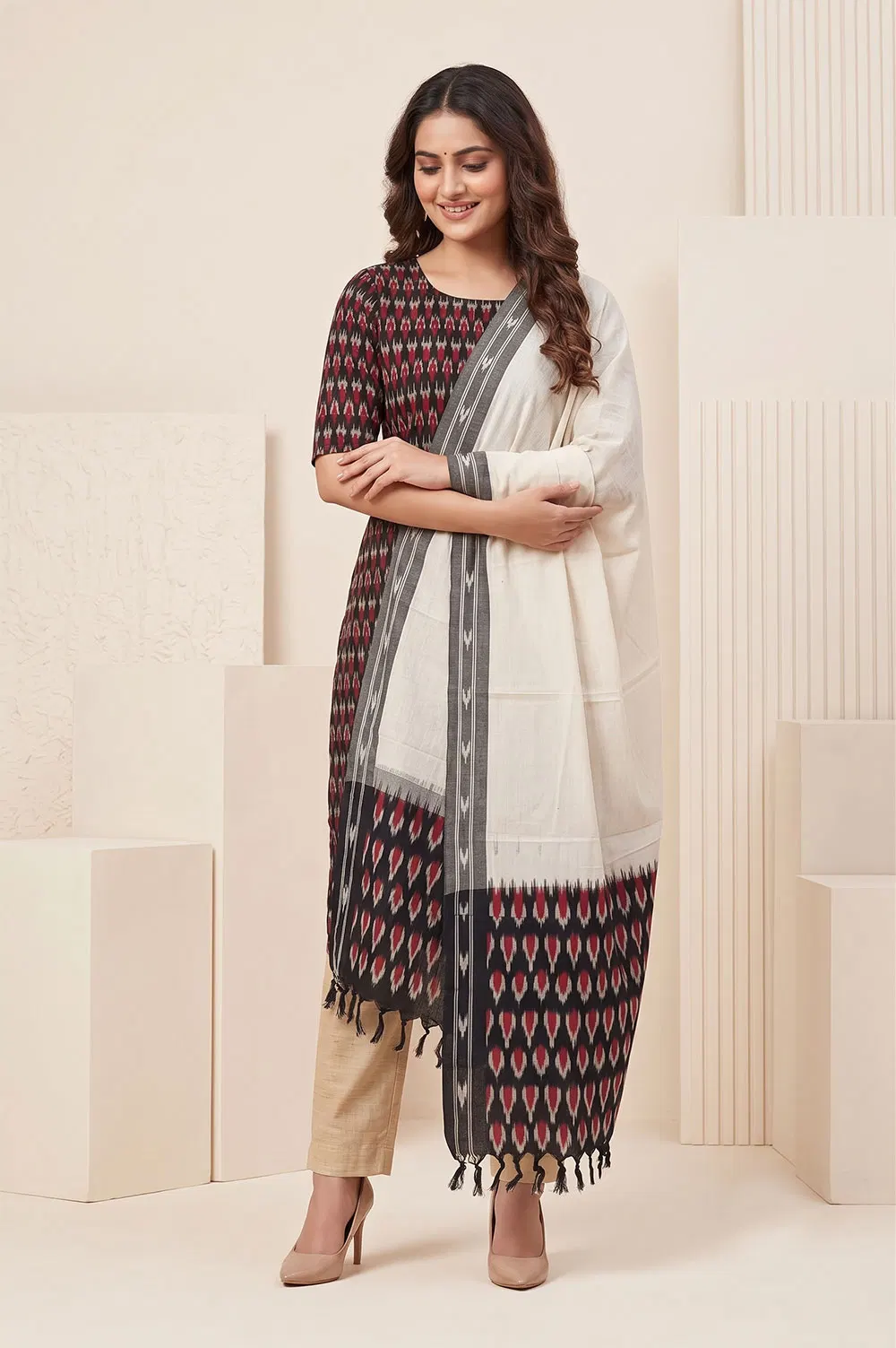 Pochampally Single Ikat Salwar Suit with Double Ikat Dupatta