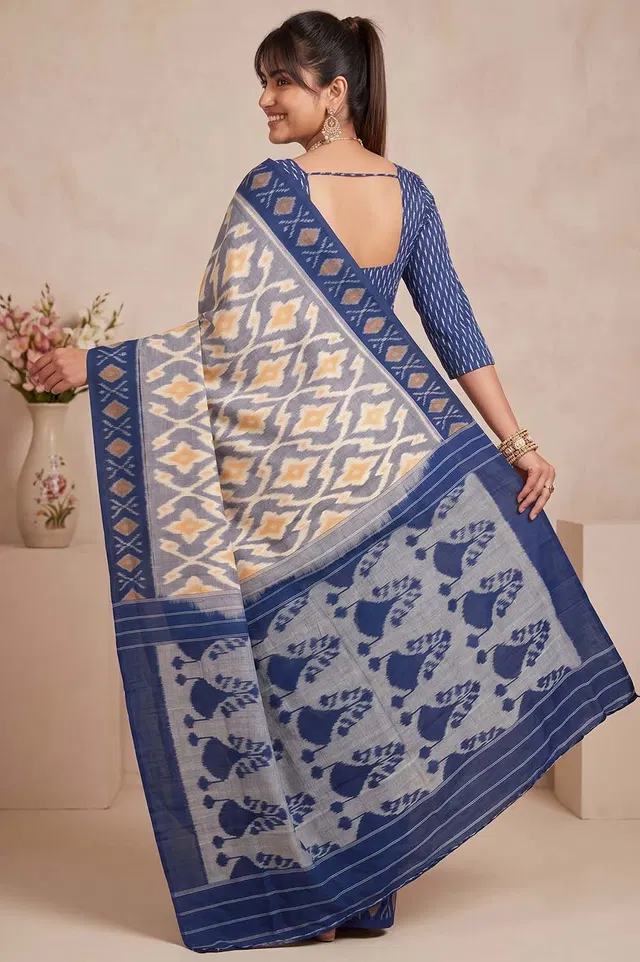 Pochampally Double Ikat Cotton Saree