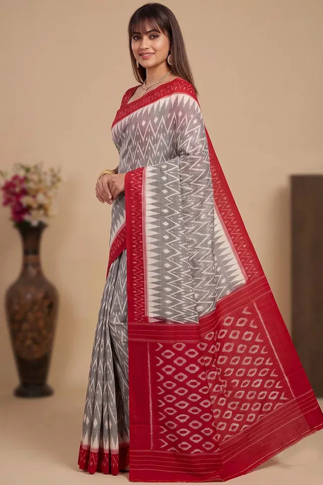 Pochampally Double Ikat Pure Cotton Saree
