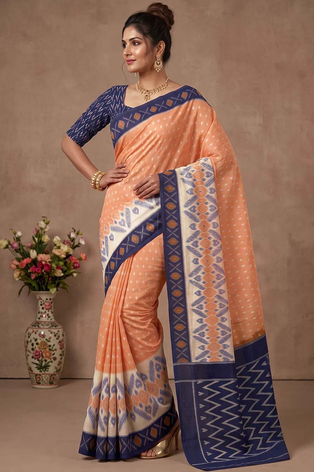 Pochampally Double Ikat Cotton Saree